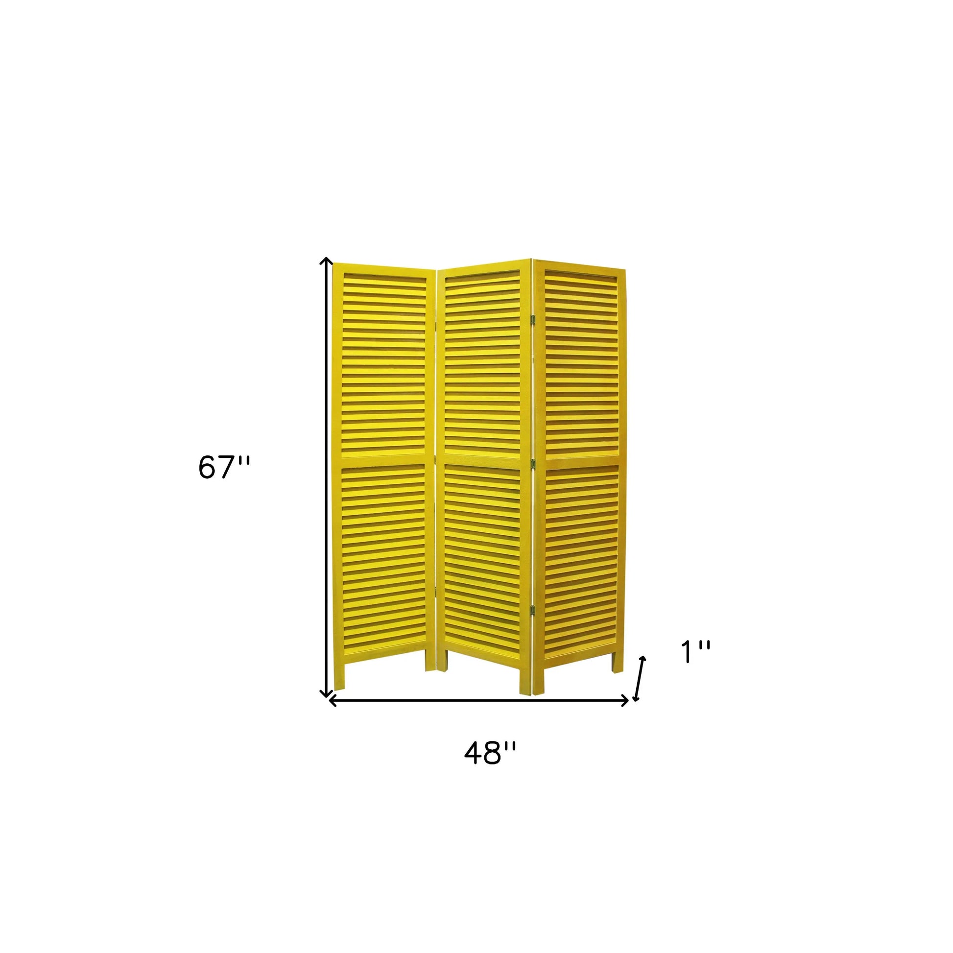 HMS 48\" X 67\" Black Wood Shutter Screen Elegant Room Divider