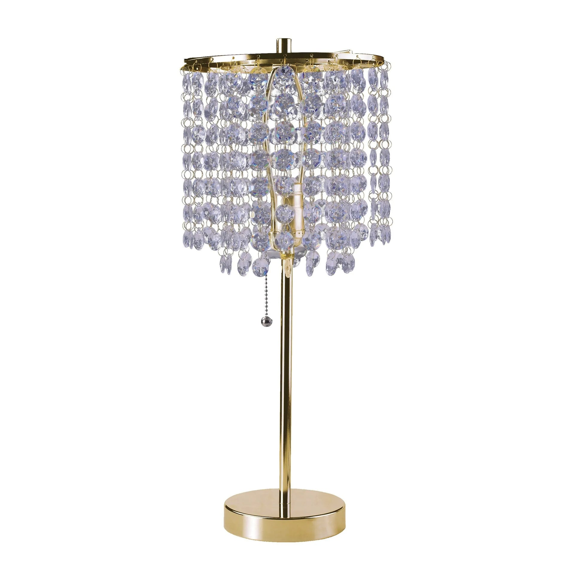 HMS 20\" European Style Gold Metal Table Lamp with Clear Drum Shade AC Powered LED for Bedrooms Offices and Studies