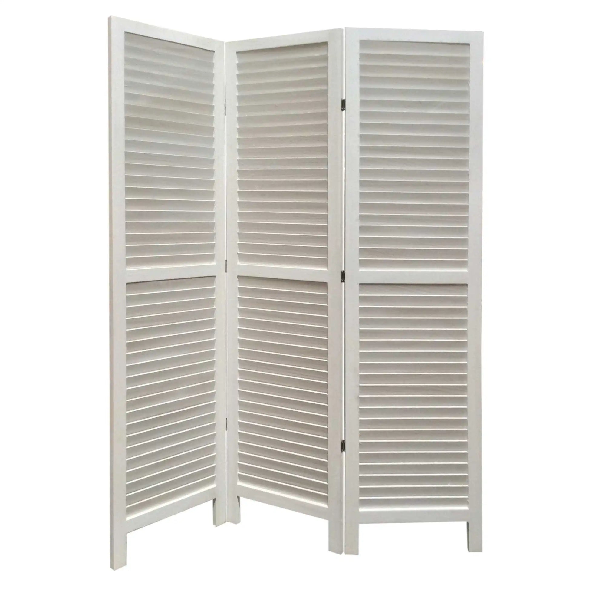 HMS 48\" X 67\" Black Wood Shutter Screen Elegant Room Divider