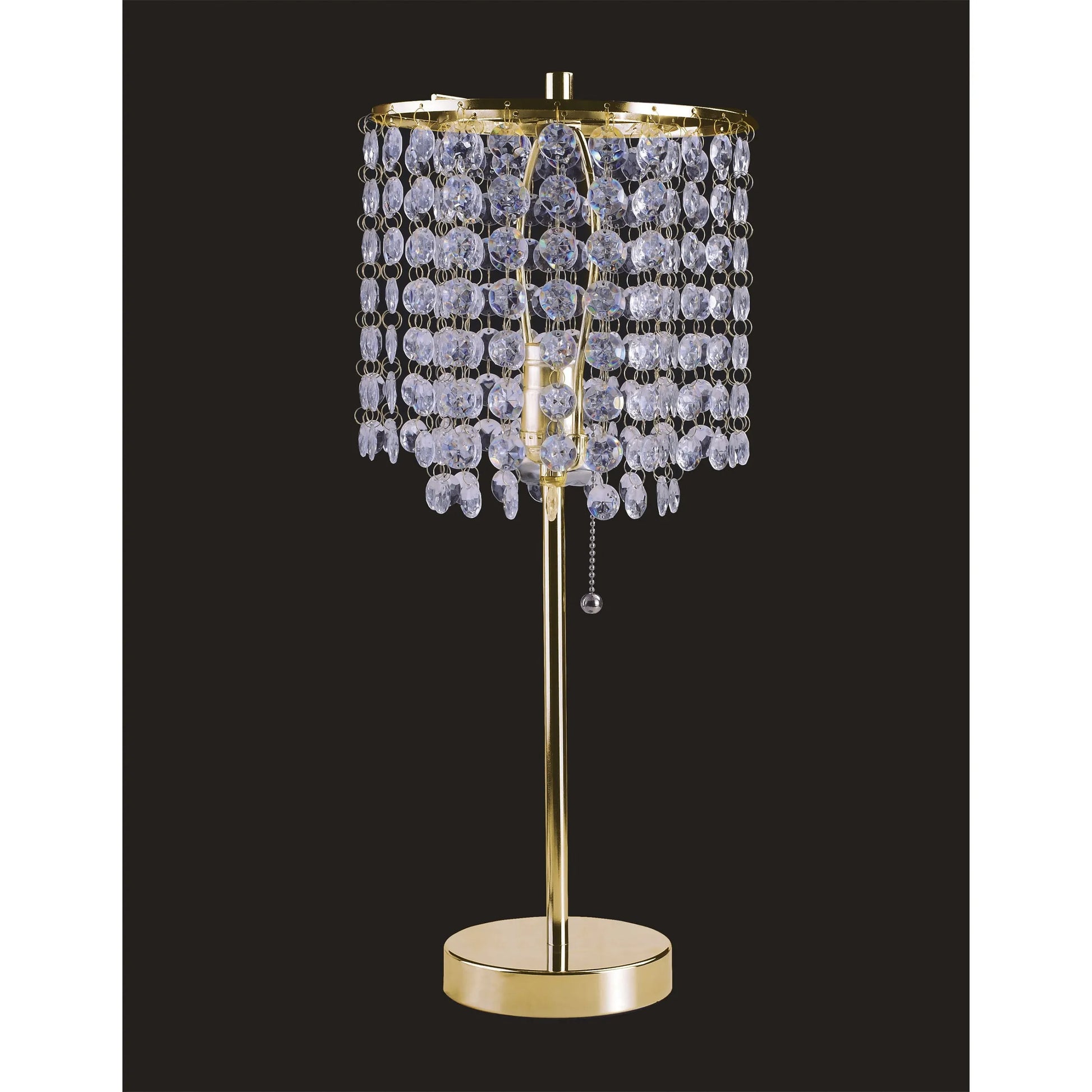 HMS 20\" European Style Gold Metal Table Lamp with Clear Drum Shade AC Powered LED for Bedrooms Offices and Studies