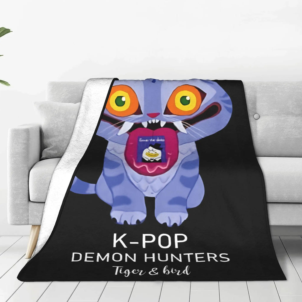 K POP demon hunters Warm Blankets tiger and bird Huntrix Picnic Plush Throw Blanket Couch Bed Flannel Bedspread Sofa Bed Cover