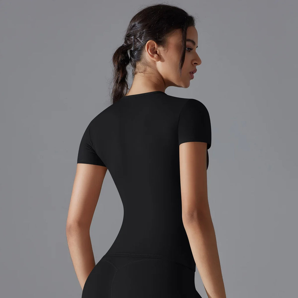Female Short Sleeves Yoga Shirts Women Fitness Sports T-Shirts Yoga Top Quick Dry Running Tops Tights Gym Workout Push Up Clothe