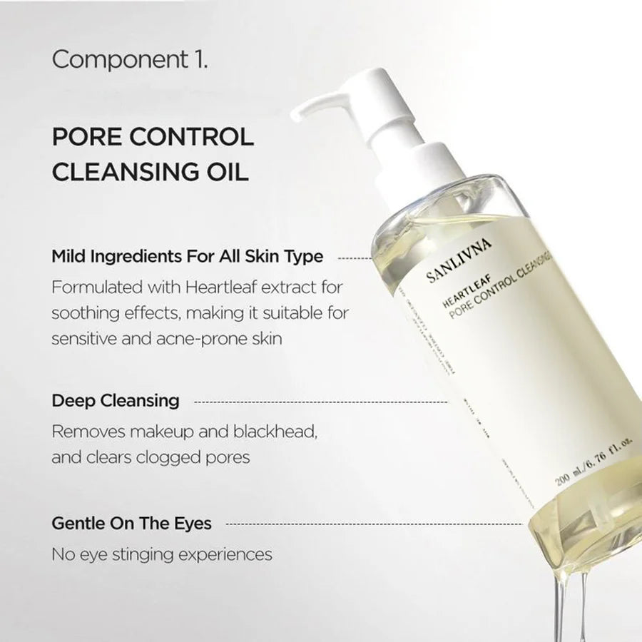 Heartleaf 77% Skincare 4-piece set: Deep Cleansing Foaming Cleanser ,Toner, Peach 70% Face Serum, Exfoliating Pore Cleanser