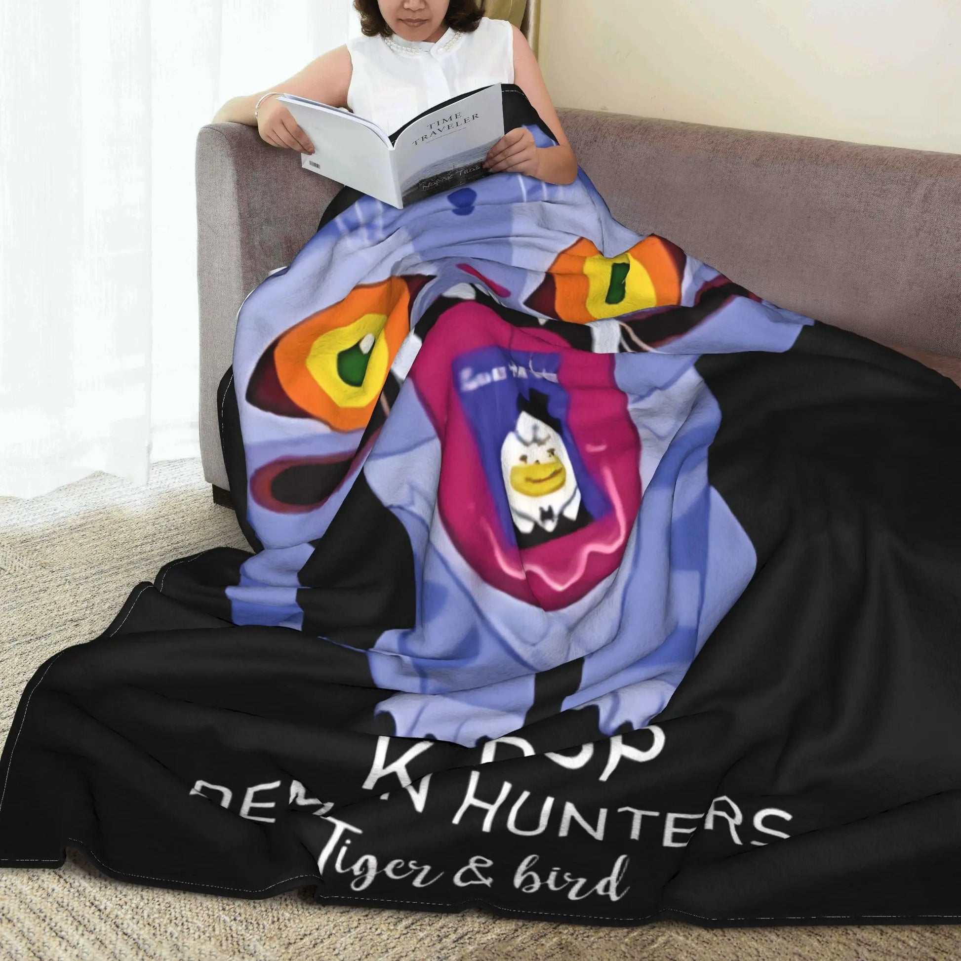 K POP demon hunters Warm Blankets tiger and bird Huntrix Picnic Plush Throw Blanket Couch Bed Flannel Bedspread Sofa Bed Cover