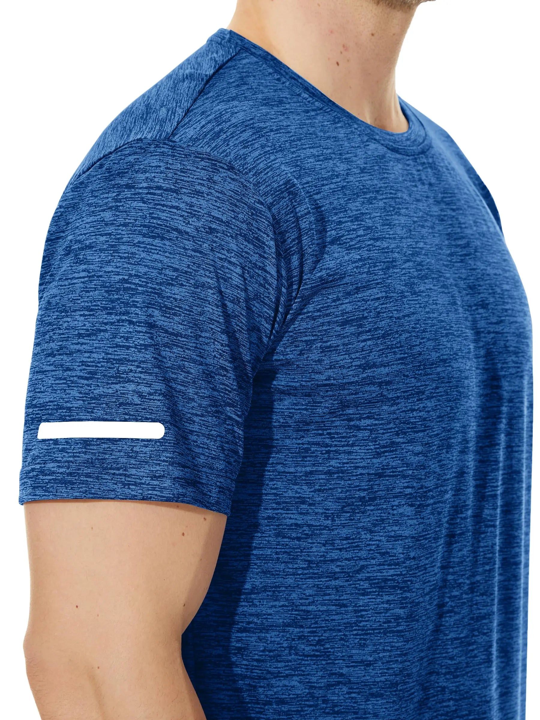 TACVASEN Summer Quick Dry T-shirts Mens Running Jogging Athletic T-shirts Reflective Stripe Sports Gym Fitness Workout T Shirts