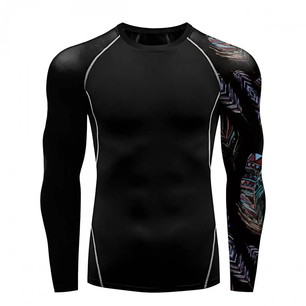 New Skull Long Sleeve T-Shirt Men Summer Fitness Quick Dry T-Shirts Breathable Compression Tops Outdoor Sportwear Clothing