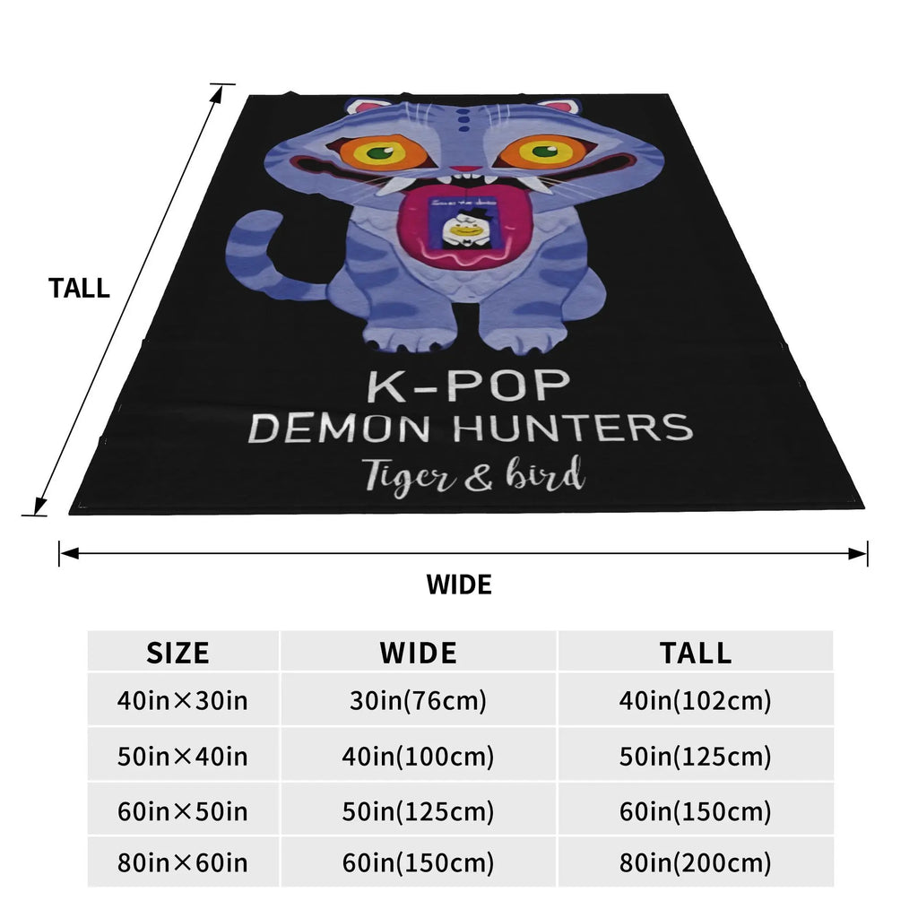 K POP demon hunters Warm Blankets tiger and bird Huntrix Picnic Plush Throw Blanket Couch Bed Flannel Bedspread Sofa Bed Cover