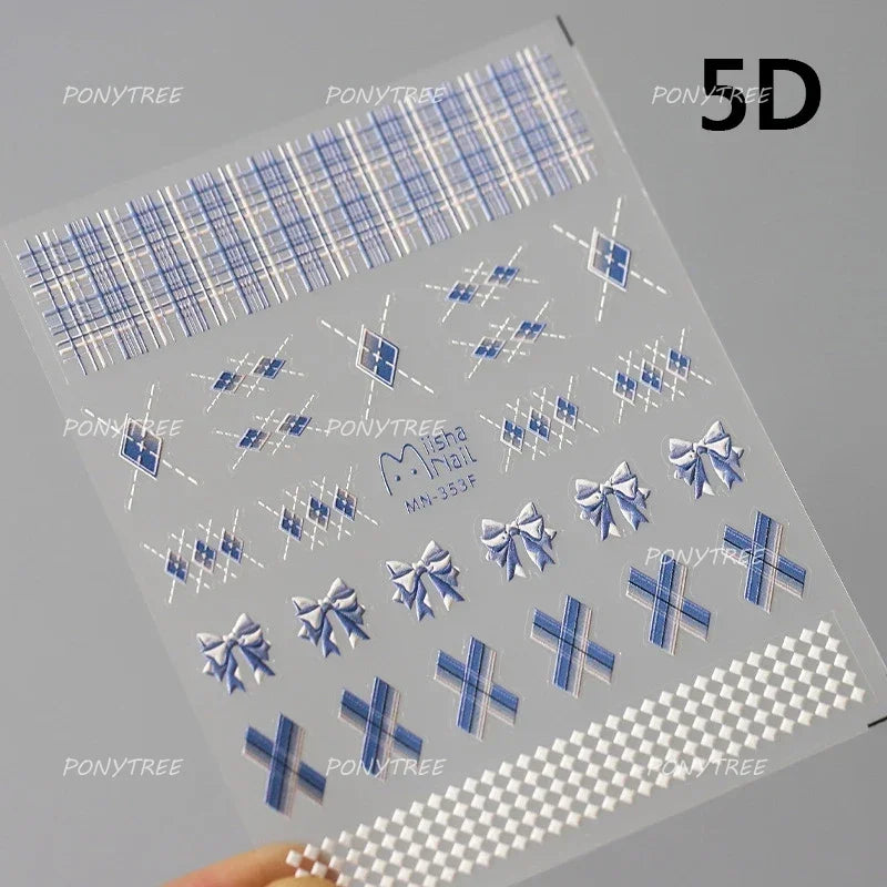 Delicate Jelly chic Bowknot Silk Ribbon Knot Star Shiny Dreamy Self Adhesive Nail Art Decorations Sticker Dressy Manicure Decals