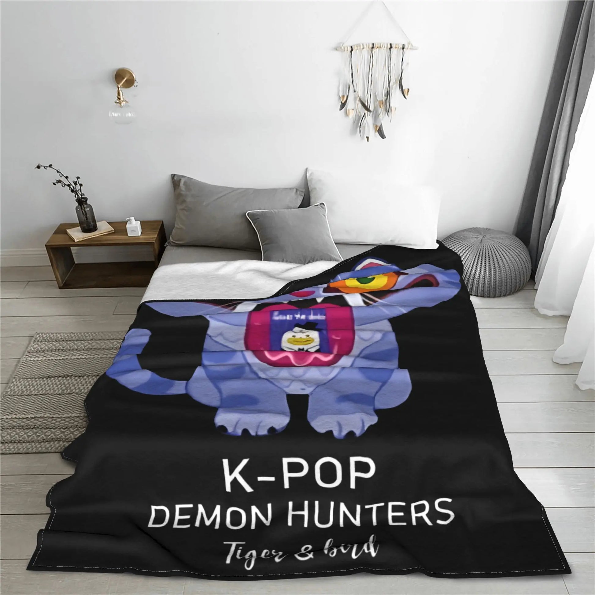 K POP demon hunters Warm Blankets tiger and bird Huntrix Picnic Plush Throw Blanket Couch Bed Flannel Bedspread Sofa Bed Cover